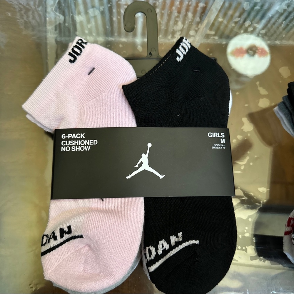 JORDAN GIRLS SOCKS NO SHOW JUMPMAN BASKETBALL CUSHIONED 6Pack SHOE 5Y-7y